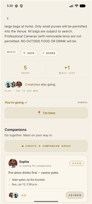 Companion groups — go together, meet on the way in